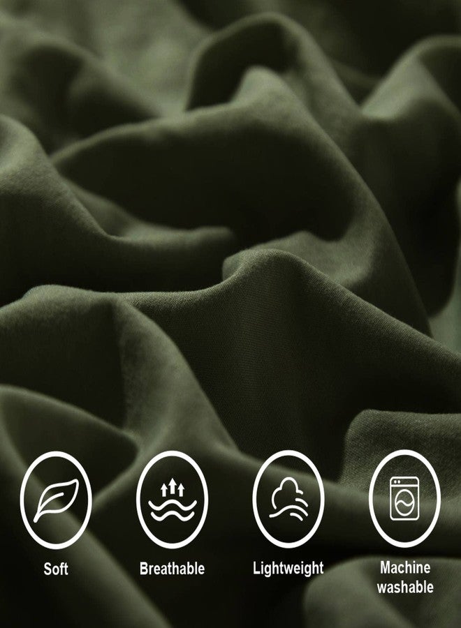 ETDIFFE Dark Olive Green Duvet Cover Queen Size, 3 Piece Boho Bohemian Farmhouse Pom Microfiber Bedding Comforter Cover Set, Soft and Lightweight Quilt Cover (90x90) - Image 5